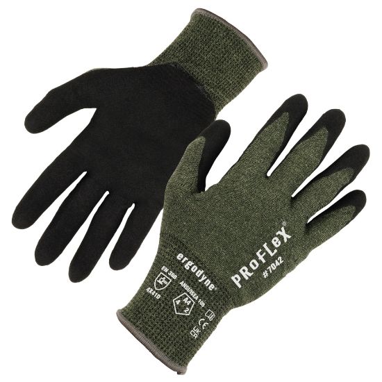 Picture of Ergodyne Proflex 7042-12PR Nitrile-Coated Cut-Resistant Gloves, Green, Large, Set Of 12 Pairs