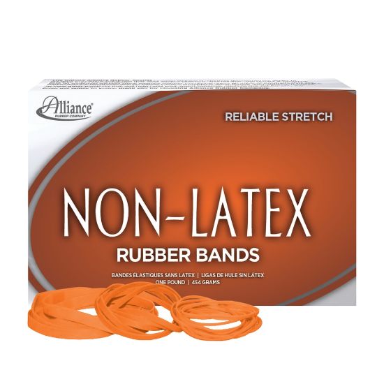 Picture of Alliance Rubber Non-Latex Rubber Bands, #54 Assorted Sizes, Orange, 1 Lb. Box