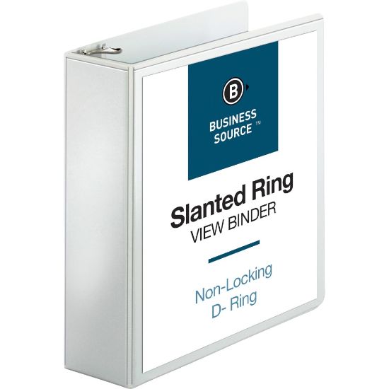 Picture of Business Source Basic View 3-Ring Binder, 3in D-Rings, White