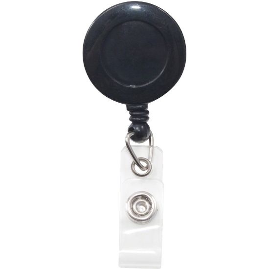 Picture of Advantus Swivel-back Clip-on Retractable ID Reel - Nylon, ABS Plastic - 12 / Pack - Black, Clear