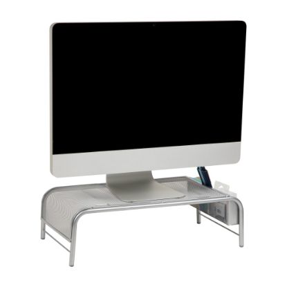 Picture of Mind Reader Monitor Stand With 2 Side Storage Compartment, 5-1/2inH x 11-1/2inW x 20inL, Silver