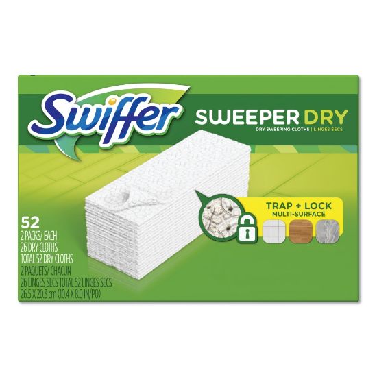 Picture of Swiffer Sweeper Dry Cloth Refills, White, 52 Refills Per Box, Carton Of 3 Boxes