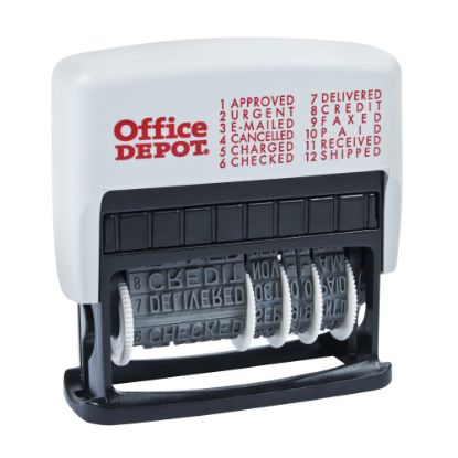 Picture of Office Depot Brand Self-Inking 12-in-1 Micro Message Stamp Dater, 1-1/16in x 5/32 Impression, Black Ink