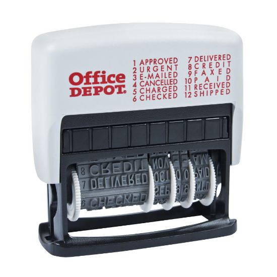 Picture of Office Depot Brand Self-Inking 12-in-1 Micro Message Stamp Dater, 1-1/16in x 5/32 Impression, Black Ink