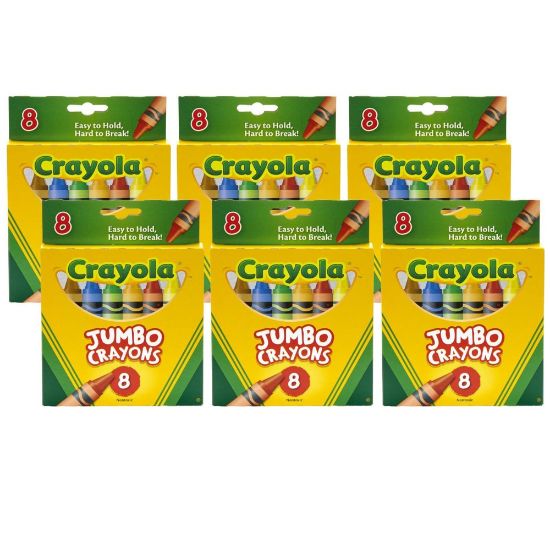 Picture of Crayola Jumbo Crayons, 5in, Assorted Colors, 8 Crayons Per Box, Set Of 6 Boxes