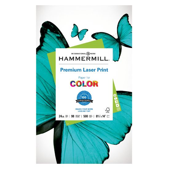 Picture of Hammermill Premium Laser Paper, White, Legal Size (8 1/2in x 14in), Ream Of 500 Sheets, 24 Lb, 98 Brightness