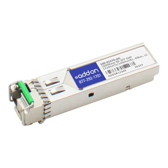 Picture of AddOn - SFP (mini-GBIC) transceiver module (equivalent to: Calix 100-01670) - GigE - 1000Base-BX - LC single-mode - up to 24.9 miles - 1310 (TX) / 1490 (RX) nm