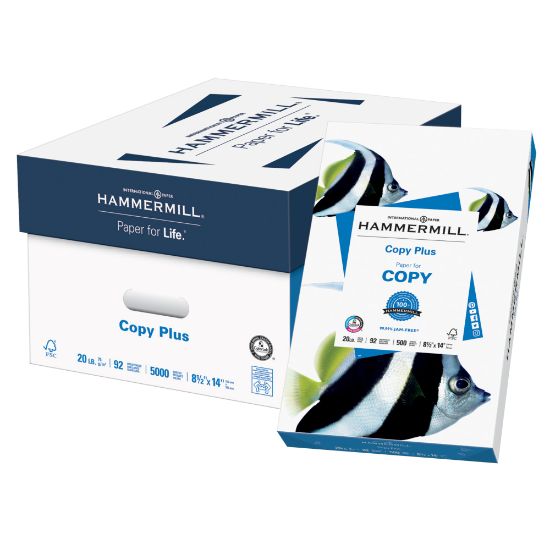 Picture of Hammermill Multi-Use Printer & Copy Paper, 10 Reams, White, Legal (8.5in x 14in), 5000 Sheets Per Case, 20 Lb, 92 Brightness