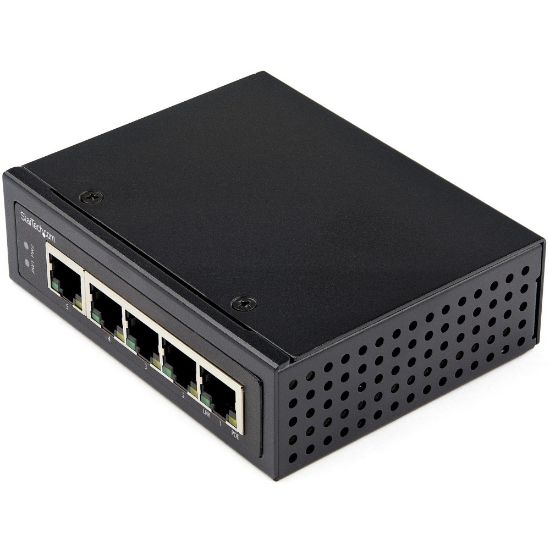 Picture of StarTech.com Industrial 5 Port Gigabit PoE Switch 30W - Power Over Ethernet Switch - GbE POE+ Network Switch - Unmanaged - IP-30 - 5 Port Gigabit PoE switch 30W PSE power per port to devices w/GbE on Cat5e/6