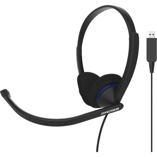 Picture of Koss CS200-USB Headsets & Gaming - Stereo - USB - Wired - 20 Hz - 22 kHz - Over-the-head - Binaural - Supra-aural - 8 ft Cable - Electret, Noise Cancelling Microphone