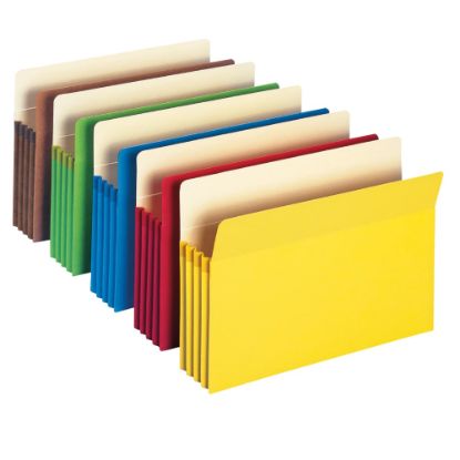 Picture of Smead Color File Pockets, 3 1/2in Expansion, 9 1/2in x 11 3/4in, Assorted Colors, Pack Of 5