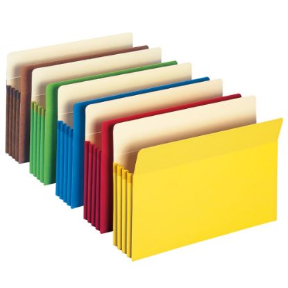 Picture of Smead Color File Pockets, 3 1/2in Expansion, 9 1/2in x 14 3/4in, Assorted Colors, Pack Of 5