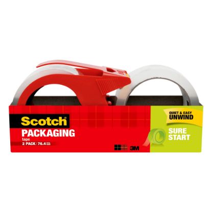 Picture of Scotch Sure Start Shipping Tape With Dispenser, 1-7/8in x 38.2 Yd., Clear, Pack Of 2 Tapes