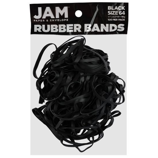 Picture of JAM Paper Rubber Bands, Black, Size 64, Pack Of 100 Rubber Bands