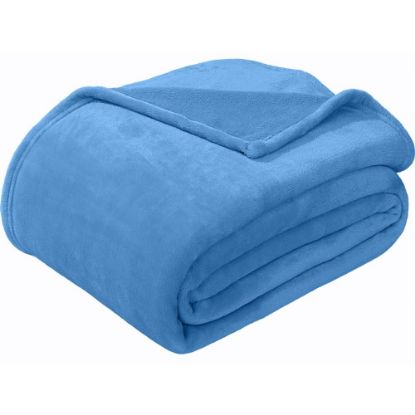 Picture of Sedona House Premium Microfiber Velvet Plush Flannel Throw Blanket, 60in x 80in Twin, Light Blue