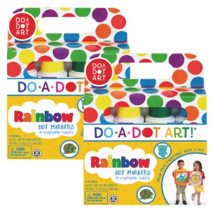 Picture of Do-A-Dot Art! Rainbow Washable Sponge Tip Markers, Assorted Colors, 4 Per Pack, Set Of 2 Packs