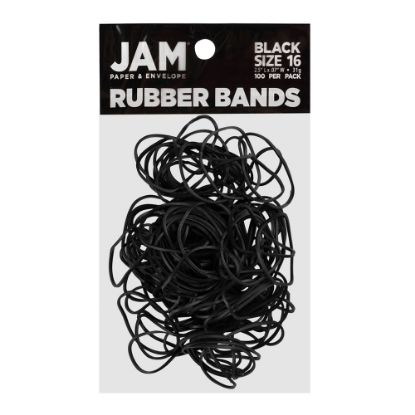 Picture of JAM Paper Rubber Bands, Black, Size 16, Pack Of 100 Rubber Bands