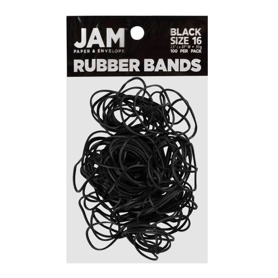 Picture of JAM Paper Rubber Bands, Black, Size 16, Pack Of 100 Rubber Bands