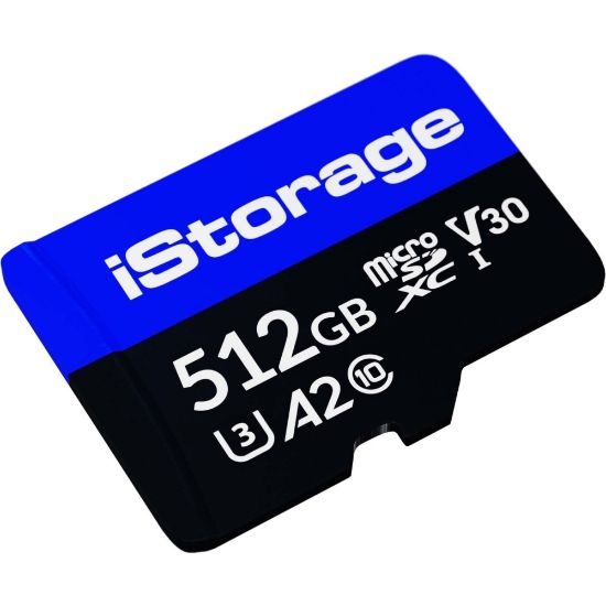 Picture of iStorage microSD Card 512GB | Encrypt data stored on iStorage microSD Cards using datAshur SD USB flash drive | Compatible with datAshur SD drives only - 100 MB/s Read - 95 MB/s Write