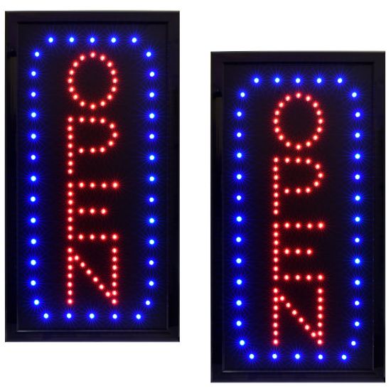 Picture of Alpine LED Rectangular Signs, 10in x 19in x 1in, Open, 12W, Pack Of 2 Signs