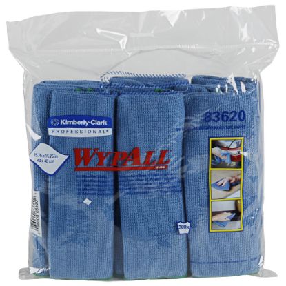 Picture of Wypall Microfiber Cloths, Blue, Pack Of 6