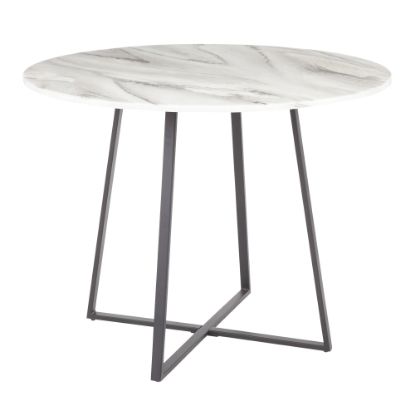 Picture of LumiSource Cosmo Marble Dining Table, 31inH x 39-1/2inW x 39-1/2inD, White/Black