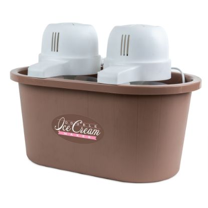 Picture of Nostalgia Electrics 4-Qt Double-Flavor Plastic Ice Cream Maker, Brown