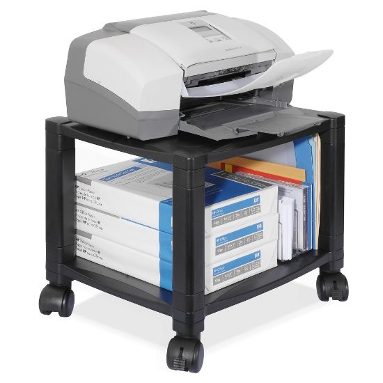 Picture of Kantek 2-Shelf Mobile Printer/Fax Stand, 11 7/8in-14 1/8inH x 17inW x 13 1/4inD, Black