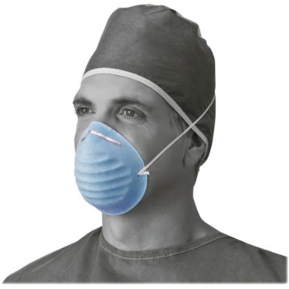 Picture of Medline Cone-style Face Mask - Blue - Latex-free, Fluid Resistant, Rounded Edge - 50 / Box