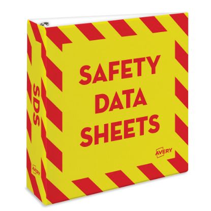 Picture of Avery Preprinted Safety Data Sheet 3-Ring Binder, 3in Rings, Yellow/Red