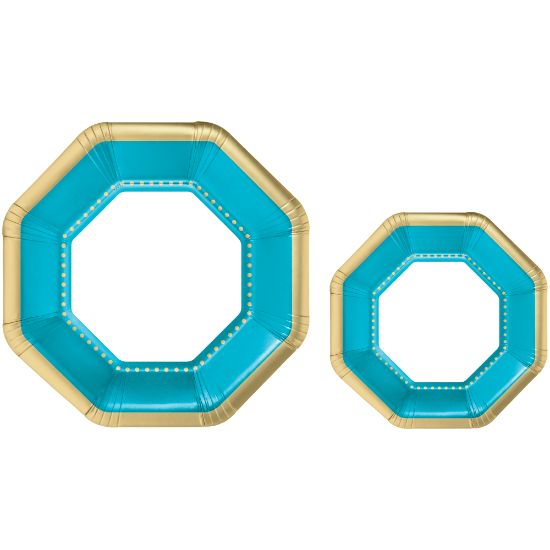 Picture of Amscan Octagonal Premium Plates, Caribbean Blue, 20 Plates Per Pack, Case Of 2 Packs