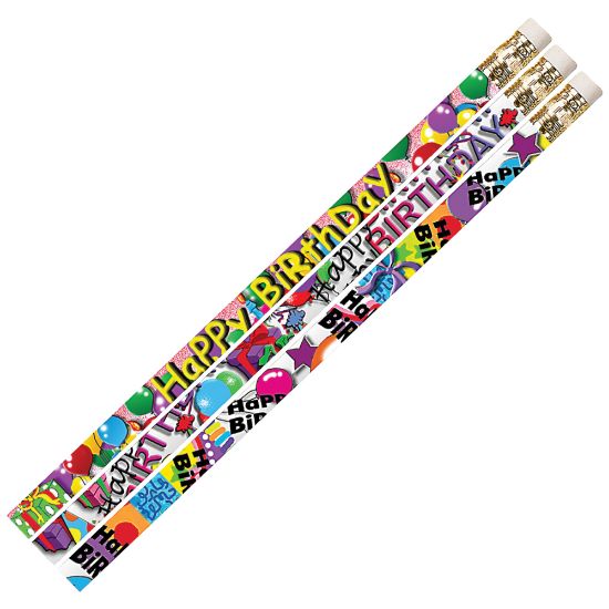 Picture of Musgrave Pencil Co. Motivational Pencils, 2.11 mm, #2 Lead, Birthday Supreme, Multicolor, Pack Of 144