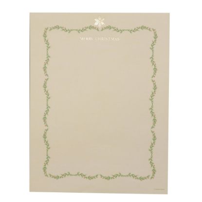 Picture of Gartner Studios Foil Stationery Sheets, 8 1/2in x 11in, Holly Border, Pack Of 40 Sheets