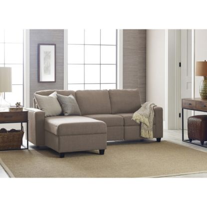 Picture of Serta Palisades Reclining Sectional With Storage Chaise, Left, Oatmeal/Espresso