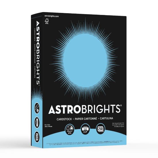 Picture of Astrobrights Color Card Stock, Lunar Blue, Letter (8.5in x 11in), 65 Lb, Pack Of 250