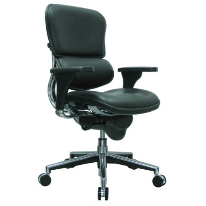 Picture of Eurotech Ergohuman Bonded Leather Mid-Back Chair, Black/Chrome