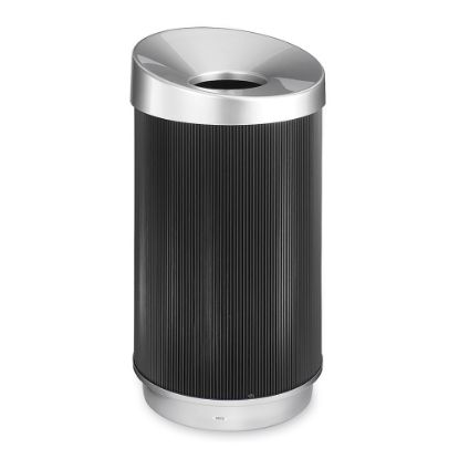 Picture of Safco At-Your-Disposal Vertex Waste Receptacle, 38 Gallons, Black/Silver