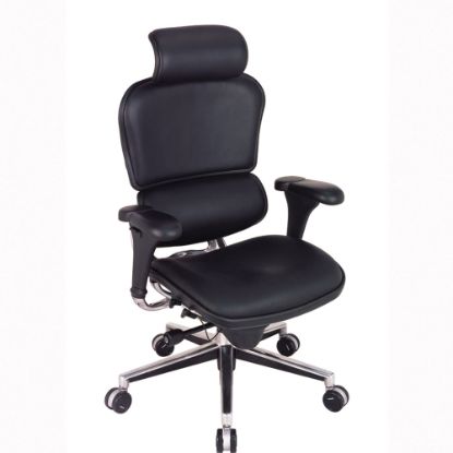 Picture of Eurotech Ergohuman Ergonomic Bonded Leather High-Back Chair, Black/Chrome