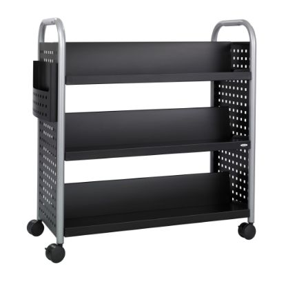 Picture of Safco Scoot Steel Book Cart, 6 Double-Sided Shelves, 41 1/2inH x 41 1/4inW x 17 1/4inD, Black