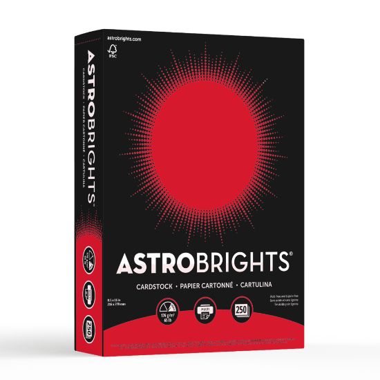 Picture of Astrobrights Color Card Stock, Re-Entry Red, Letter (8.5in x 11in), 65 Lb, Pack Of 250