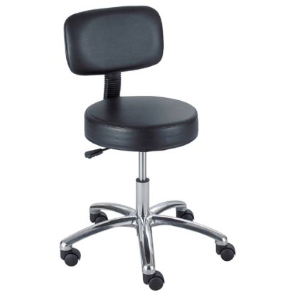 Picture of Safco Pneumatic-Lift Lab Stool With Back, Black/Chrome