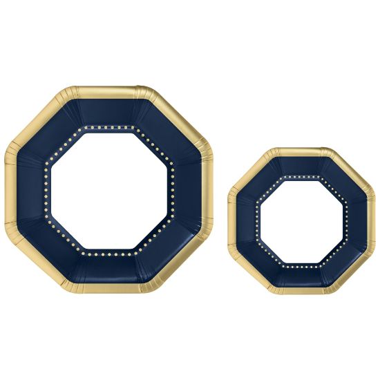 Picture of Amscan Octagonal Premium Plates, Navy Blue, 20 Plates Per Pack, Case Of 2 Packs