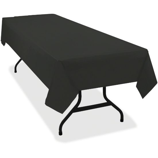 Picture of Tablemate Heavy-duty Plastic Table Covers - 108in Length x 54in Width - 6 / Pack - Plastic - Black