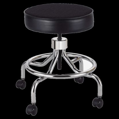 Picture of Safco Screw-Lift Lab Stool, 25inH x 23inW x 23inD, Black/Chrome