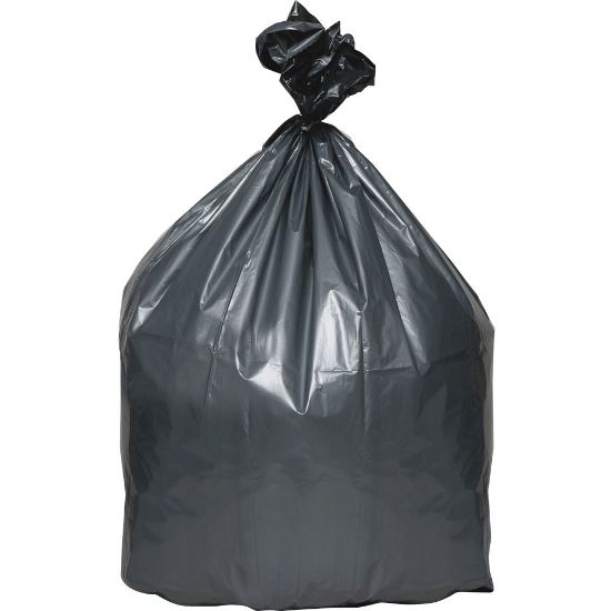 Picture of Webster Super Heavy-Duty Platinum Plus 1.125 mil Trash Bags, 61 gal, 56inH x 39inW, 70% Recycled, Gray, 25 Bags