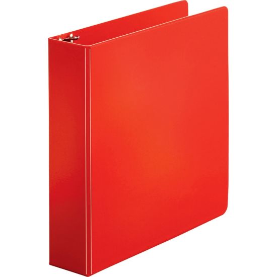 Picture of Business Source Basic 3-Ring Binder, 2in Round Rings, Red