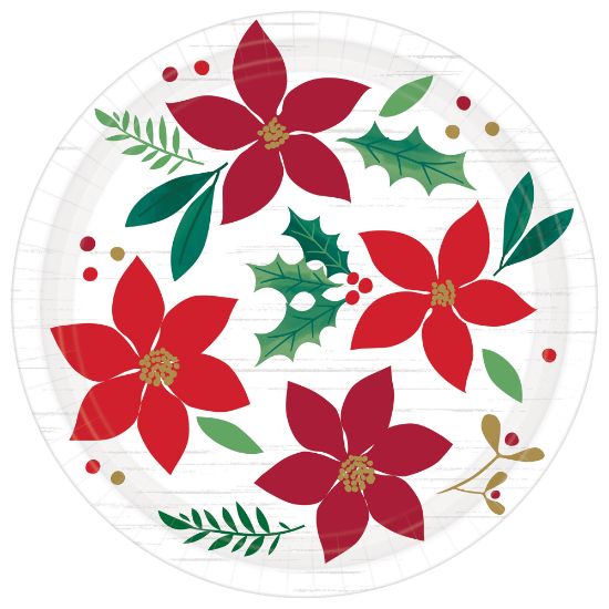 Picture of Amscan Christmas Wishes 7in Paper Plates, Red, Pack Of 48 Plates