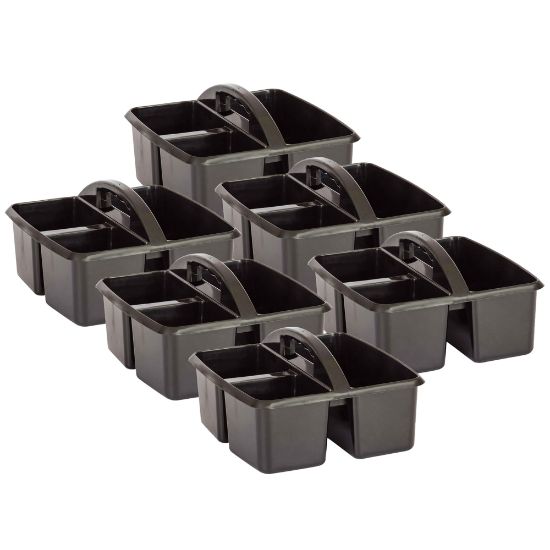 Picture of Teacher Created Resources Plastic Storage Caddies, Medium Size, Black, Pack Of 6 Caddies