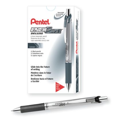 Picture of Pentel EnerGize Mechanical Pencil, 0.5mm, #2 Lead, Black/Silver Barrel, Pack Of 12