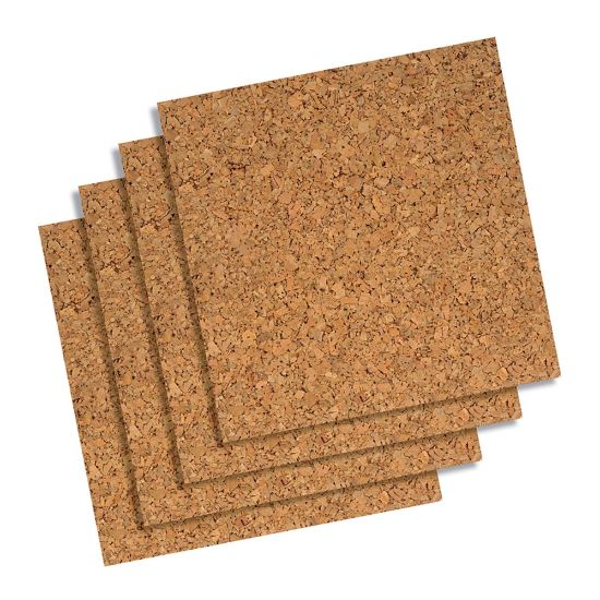 Picture of Quartet Cork Unframed Bulletin Board Wall Tiles, 12in x 12in, Natural Brown, Pack Of 4